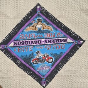 Vintage Harley-Davidson Blue, Purple & Black 'Live to Ride' Bandana